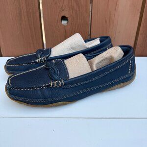 LL Bean Womens Size 10M Blue Grand Lake Braided Leather Moccasin slip on